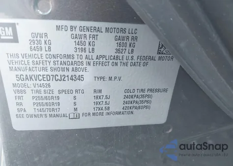 2012 Buick Enclave Leather from USA, damaged, VIN 5GAKVCED7CJ214345